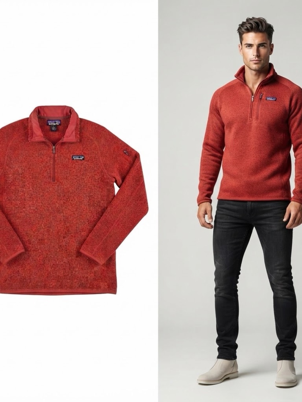 Patagonia Men’s Half-Zip Fleece Sweater - Red XL